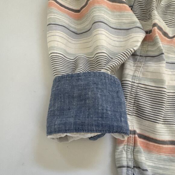 Tommy Bahama Collared Shirt Mens XL Pastel Striped Long Sleeve Preppy Flip Cuff - Picture 6 of 11